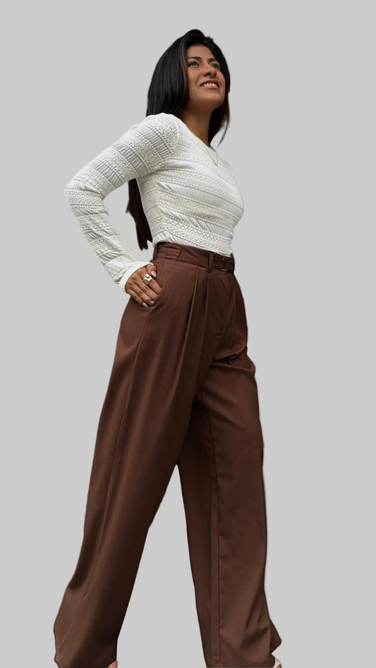PANTALÓN PALAZO SIENNA MARRÓN